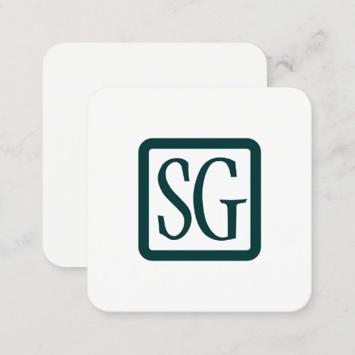 Box Initials Rounded _ Square _ Dark Green Square Business Card