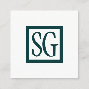 Box Initials - Square - Dark Green Square Business Card