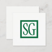 Box Initials - Square - Forest Green Square Business Card (Front/Back)