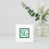 Box Initials - Square - Forest Green Square Business Card (Standing Front)