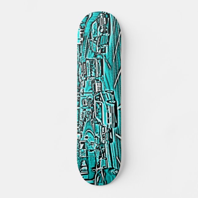 Box Junction in Cyan Skateboard (Front)