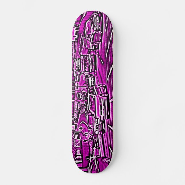 Box Junction in Magenta Skateboard Deck (Front)