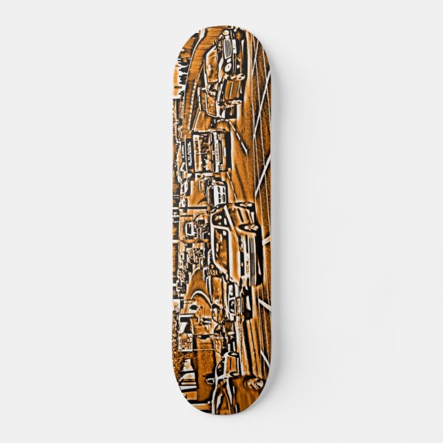 Box Junction in Orange Skateboard Deck (Front)