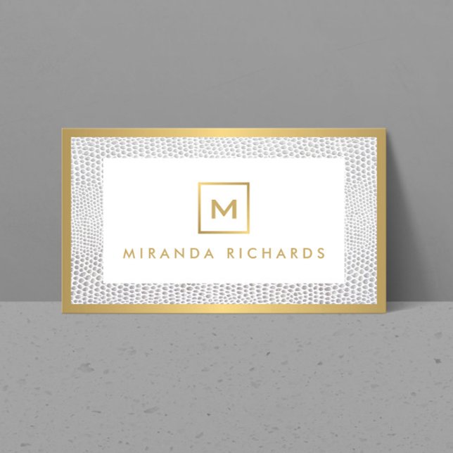 Box Logo Monogram with Elegant Snakeskin Print Business Card (Creator Uploaded)