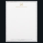 Box Logo Monogram with Elegant Snakeskin Print Letterhead<br><div class="desc">Coordinates with the Box Logo Monogram with Elegant Snakeskin Print Business Card Template by 1201AM. An elegant letterhead template featuring a light gray snakeskin print border. Gold lettering for your name or business name along with your initial in a faux gold framed box creates a classic logo. A refined and...</div>