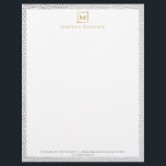 Box Logo Monogram with Elegant Snakeskin Print Letterhead<br><div class="desc">Coordinates with the Box Logo Monogram with Elegant Snakeskin Print Business Card Template by 1201AM. An elegant letterhead template featuring a light gray snakeskin print border. Gold lettering for your name or business name along with your initial in a faux gold framed box creates a classic logo. A refined and...</div>