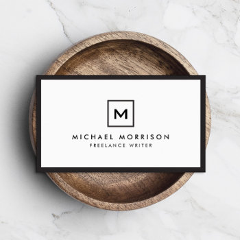 Box Logo With Your Initial/monogram Black/white Business Card by 1201am at Zazzle