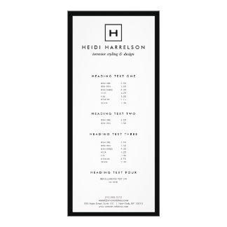 BOX LOGO with YOUR INITIAL/MONOGRAM Black/White Rack Card