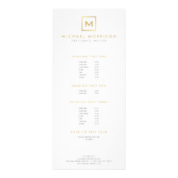 BOX LOGO with YOUR INITIAL/MONOGRAM Gold/White Rack Card