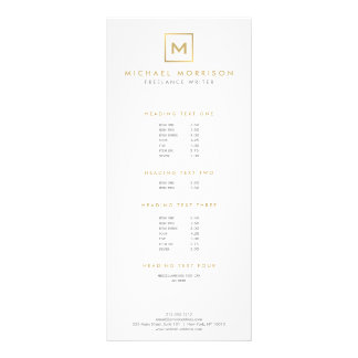 BOX LOGO with YOUR INITIAL/MONOGRAM Gold/White Rack Card