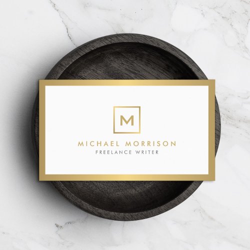 BOX LOGO with YOUR INITIALMONOGRAM in Faux Gold Business Card