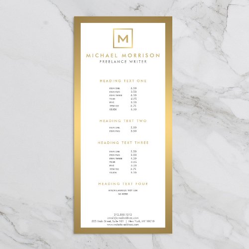 BOX LOGO with YOUR INITIALMONOGRAM in Faux Gold Rack Card