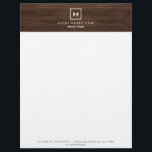 BOX LOGO with YOUR INITIAL/MONOGRAM on BROWN WOOD Letterhead<br><div class="desc">Coordinates with the BOX LOGO with YOUR INITIAL/MONOGRAM on BROWN WOOD Business Card. © 1201AM CREATIVE</div>