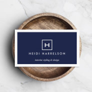 Box Logo With Your Initial/monogram On Dark Blue Business Card at Zazzle