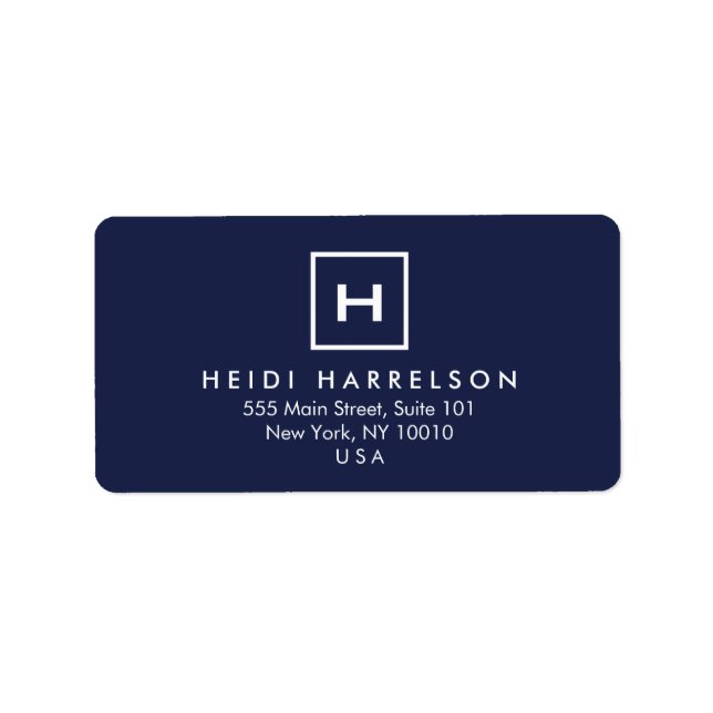 BOX LOGO with YOUR INITIAL/MONOGRAM on DARK BLUE Label (Front)