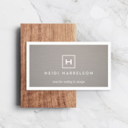 Box Logo With Your Initial/monogram On Gray Linen Business Card at Zazzle
