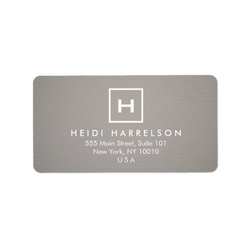 BOX LOGO with YOUR INITIALMONOGRAM on GRAY LINEN Label