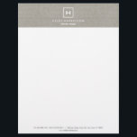 BOX LOGO with YOUR INITIAL/MONOGRAM on KHAKI LINEN Letterhead<br><div class="desc">Coordinates with the BOX LOGO with YOUR INITIAL/MONOGRAM on KHAKI LINEN Business Cards. © 1201AM CREATIVE</div>