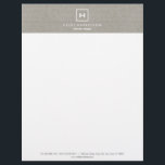BOX LOGO with YOUR INITIAL/MONOGRAM on KHAKI LINEN Letterhead<br><div class="desc">Coordinates with the BOX LOGO with YOUR INITIAL/MONOGRAM on KHAKI LINEN Business Cards. © 1201AM CREATIVE</div>