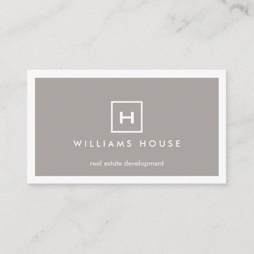 Customizable BOX LOGO with YOUR INITIAL/MONOGRAM on TAUPE Business Card Templates