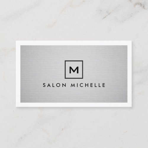 BOX LOGO with YOUR INITIAL on LIGHT GRAY LINEN Business Card Template