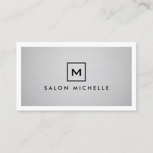 Customizable BOX LOGO with YOUR INITIAL on LIGHT GRAY LINEN Business Card Template