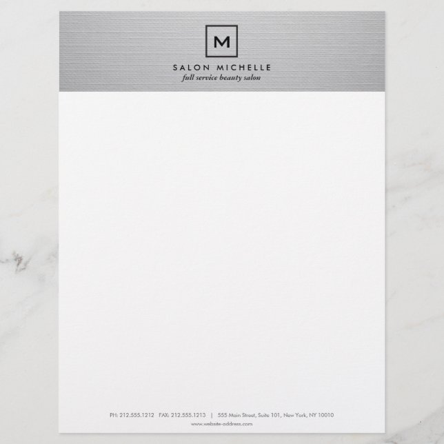 BOX LOGO with YOUR INITIAL on LIGHT GRAY LINEN Letterhead (Front)