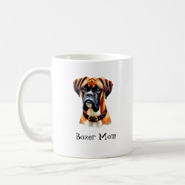 Box Mom With Cute Boxer Face Coffee Mug (Left)