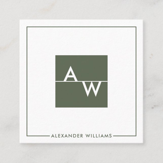 Box Monogrammed Formal Square Business Card (Front)