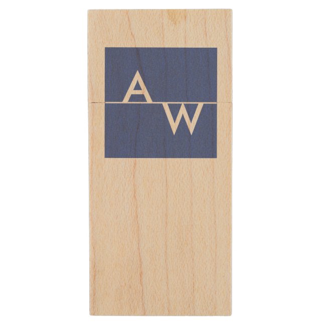 Box Monogrammed Formal Wood Flash Drive (Front Vertical)