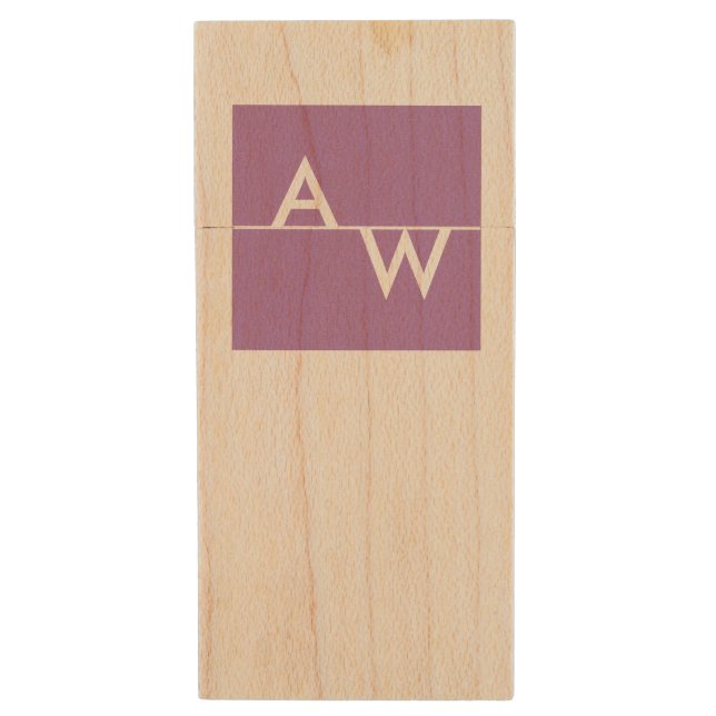 Box Monogrammed Formal Wood Flash Drive (Front Vertical)