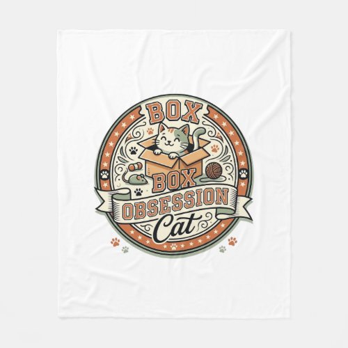 Box Obsession Cat Box Obsession Cat Vintage Vector Fleece Blanket