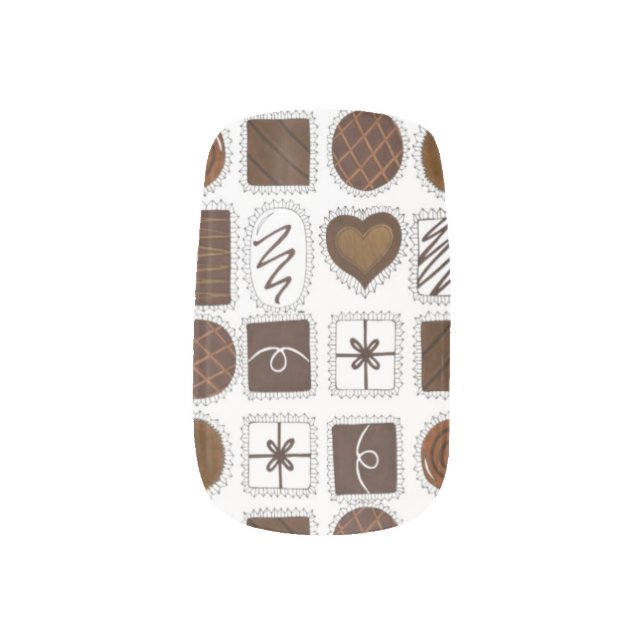 Box of Chocolate Chocoholic Foodie Valentine Nails Minx Nail Art (Left Thumb)