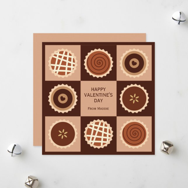 Box of Chocolates Classroom Valentine Holiday Card (Front/Back In Situ)