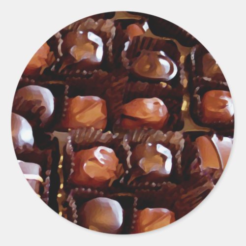 Box of Chocolates Tempting Chocolate Candy Classic Round Sticker