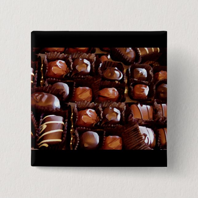 Box of Chocolates, Tempting Chocolate Candy Pinback Button (Front)