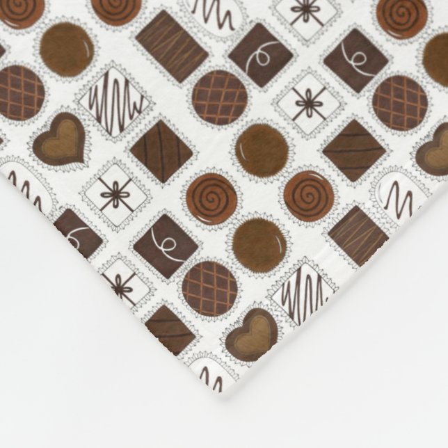 Box of Chocolates Valentine's Day Candy Chocoholic Fleece Blanket (Corner)