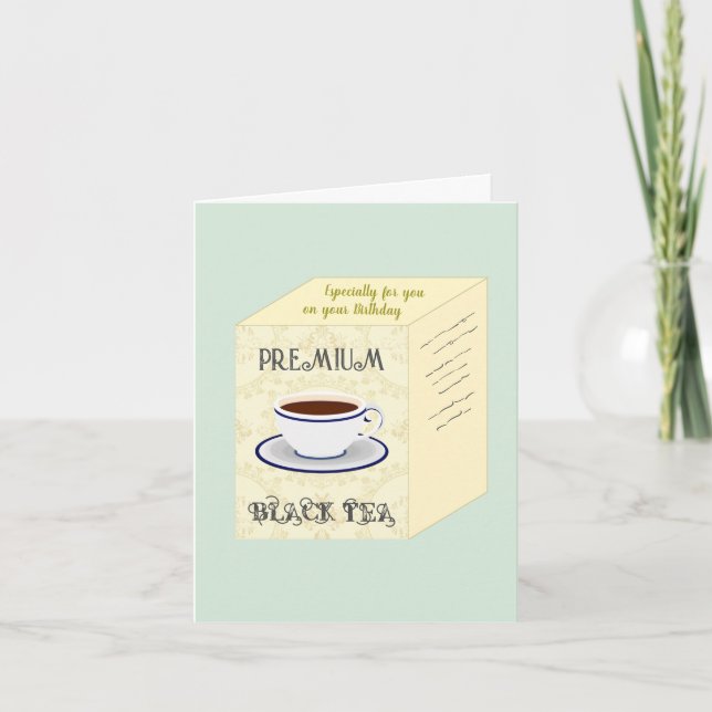 Box of Tea Cute Funny Birthday Card (Front)