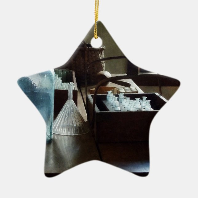 Box of Test Tubes Ceramic Ornament (Front)