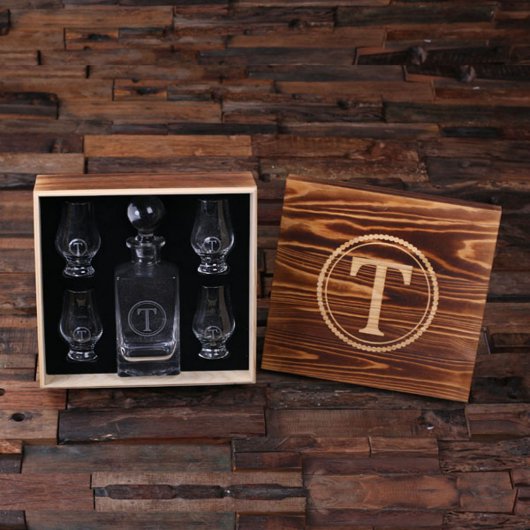 Box Set with Engraved Sniffer Glasses and Decanter (Inside)