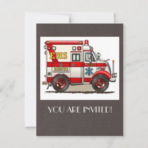 Box Truck Ambulance Personalized Invite