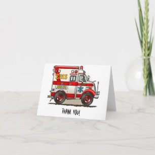 Box Truck Ambulance Letterpress Thank You Card
