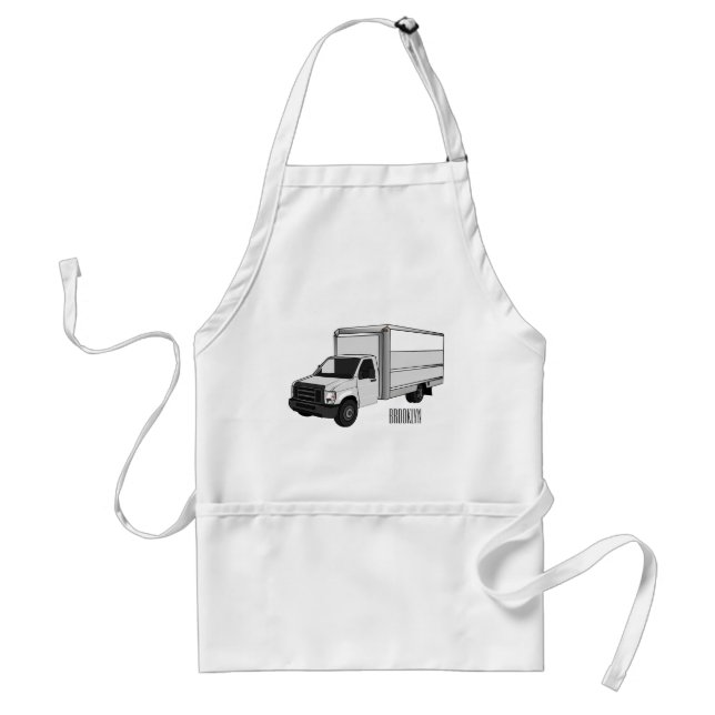 Box truck cartoon illustration adult apron (Front)
