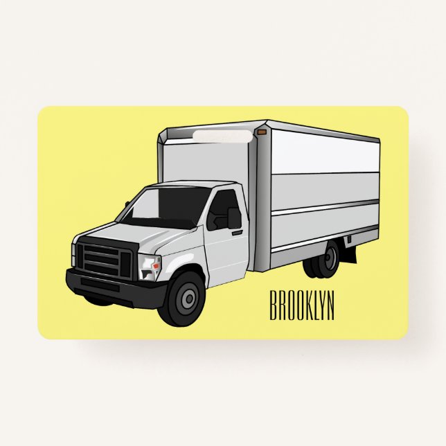 Box truck cartoon illustration badge (Front)