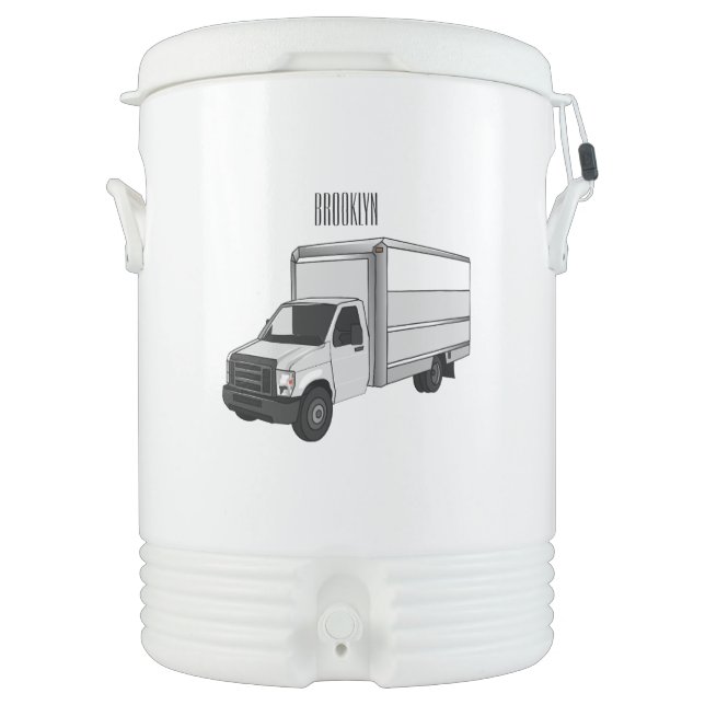 Box truck cartoon illustration beverage cooler (Front)