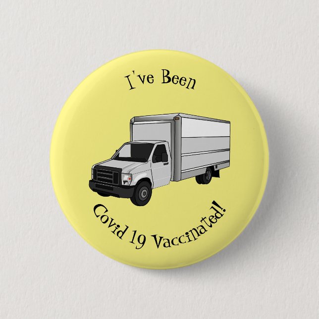 Box truck cartoon illustration button (Front)