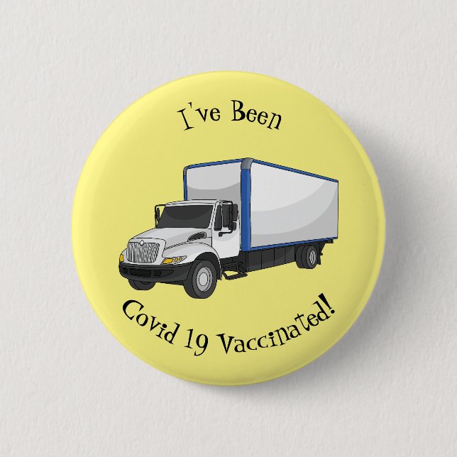 Box truck cartoon illustration button (Front)