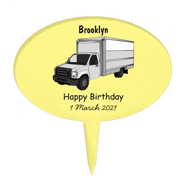 Box truck cartoon illustration cake topper (Front)