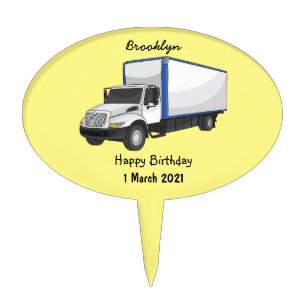 Box truck cartoon illustration cake topper