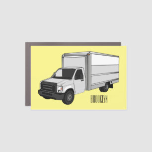Box truck cartoon illustration car magnet